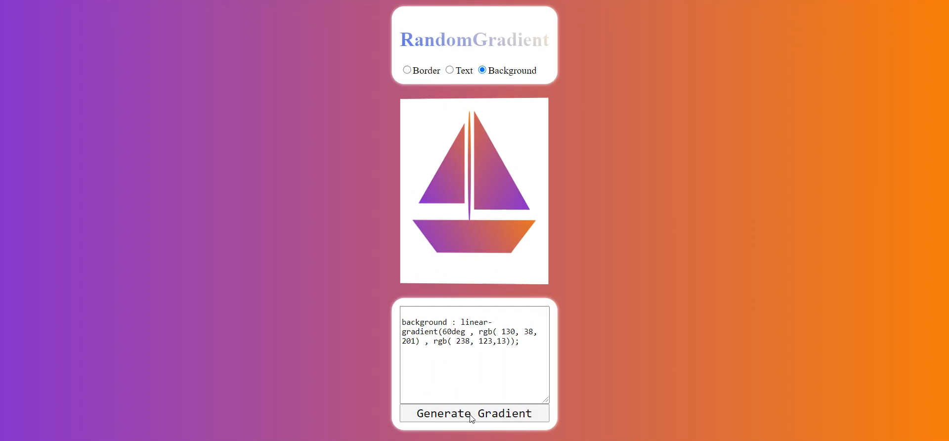 a random gradient generator for text, background and border