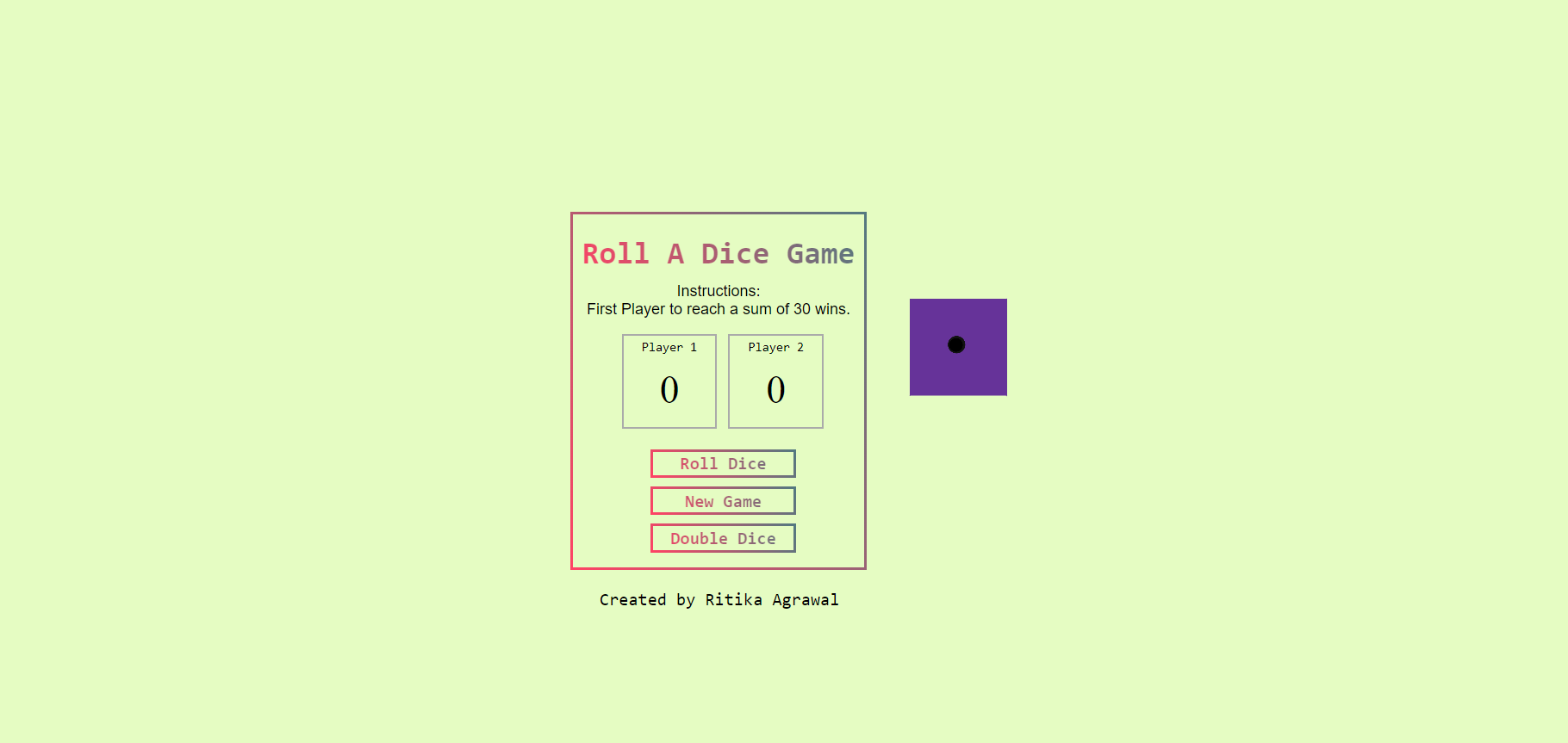 Roll Dice Game made with JavaScript